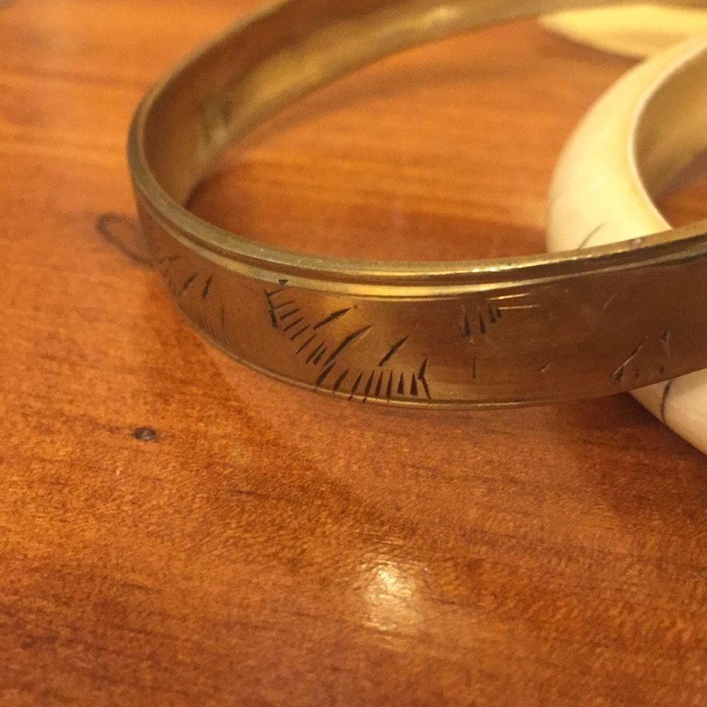 Bangle bracelet, brass, vintage stackable stack